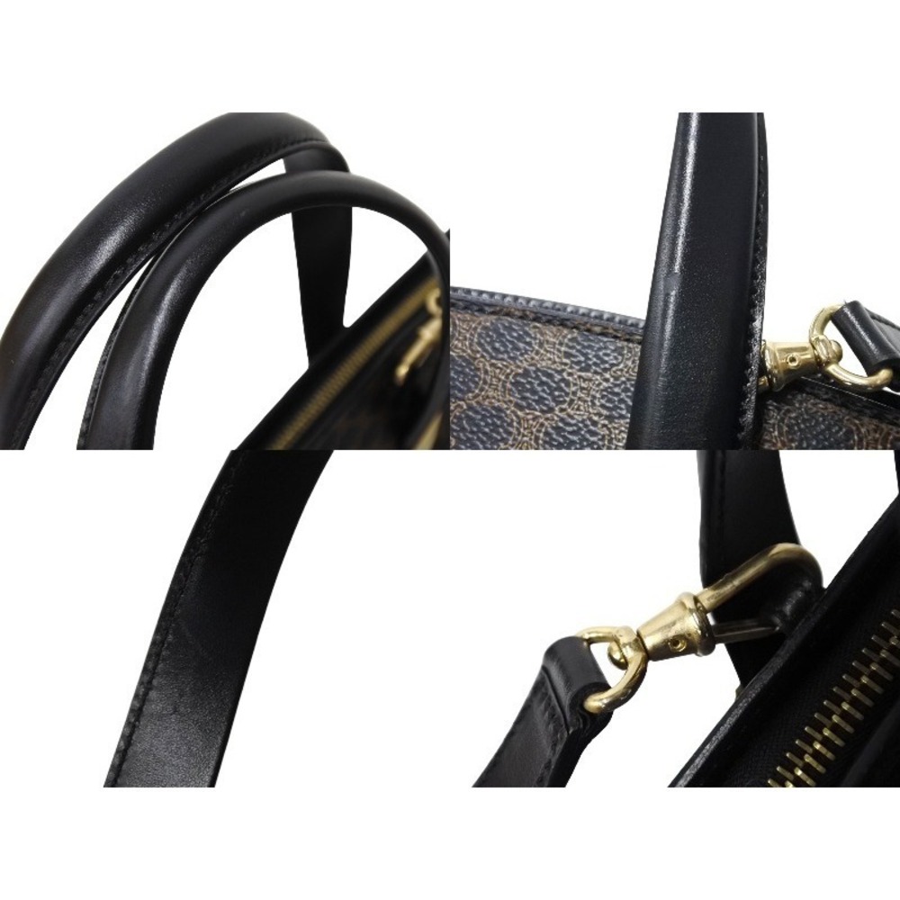 CELINE Macadam Handbag Shoulder Bag Black Brown Leather - Picture 5 of 9